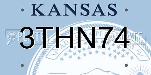 3THN74 Kansas License Plate