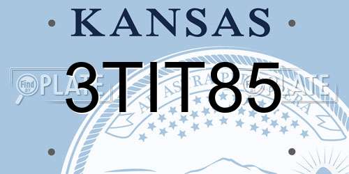 3TIT85 Kansas License Plate
