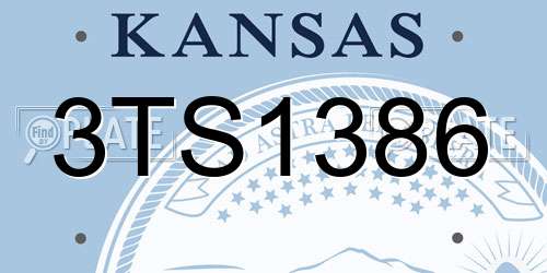 3TS1386 Kansas License Plate