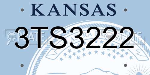 3TS3222 Kansas License Plate