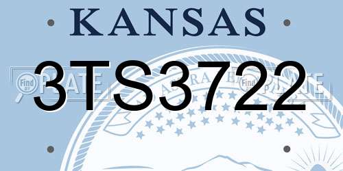 3TS3722 Kansas License Plate