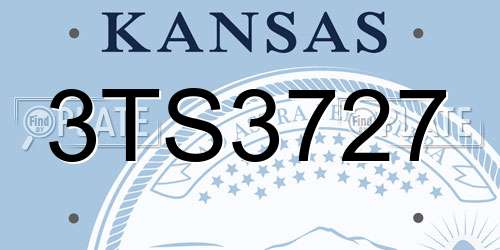 3TS3727 Kansas License Plate
