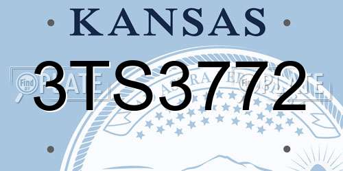 3TS3772 Kansas License Plate