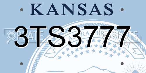 3TS3777 Kansas License Plate