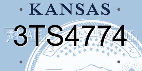 3TS4774 Kansas License Plate