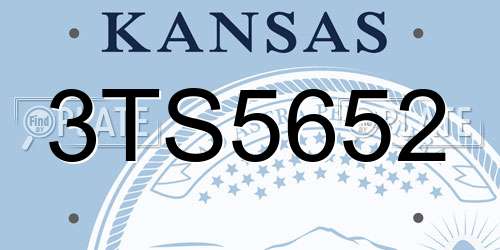 3TS5652 Kansas License Plate