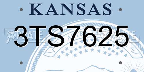 3TS7625 Kansas License Plate