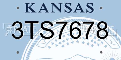 3TS7678 Kansas License Plate
