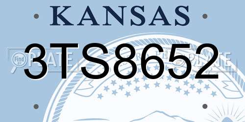 3TS8652 Kansas License Plate