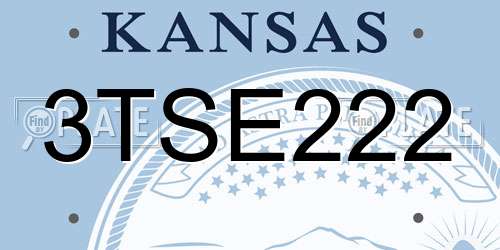 3TSE222 Kansas License Plate