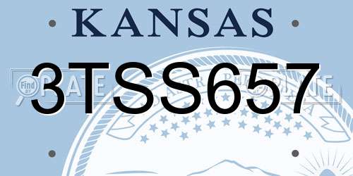 3TSS657 Kansas License Plate