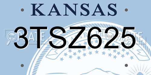 3TSZ625 Kansas License Plate