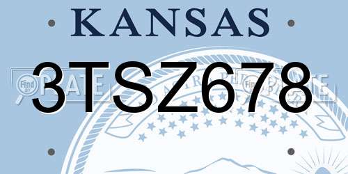 3TSZ678 Kansas License Plate