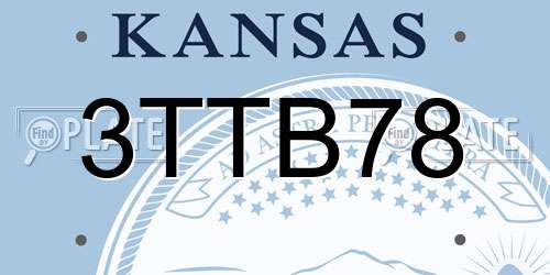 3TTB78 Kansas License Plate