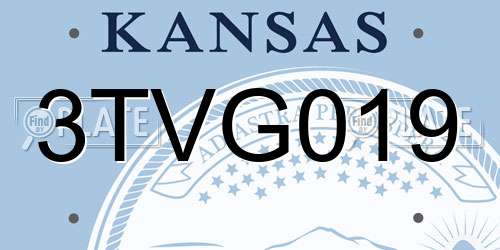 3TVG019 Kansas License Plate