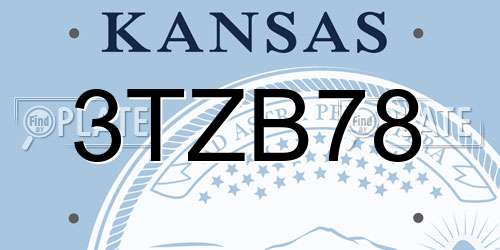 3TZB78 Kansas License Plate