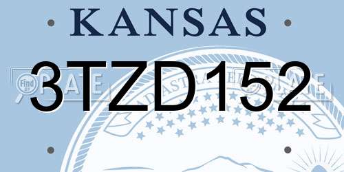 3TZD152 Kansas License Plate