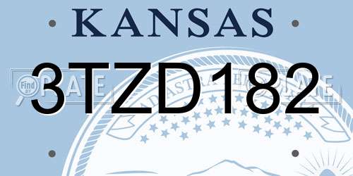 3TZD182 Kansas License Plate