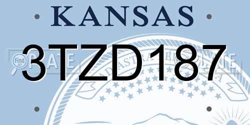 3TZD187 Kansas License Plate