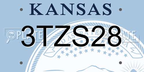 3TZS28 Kansas License Plate