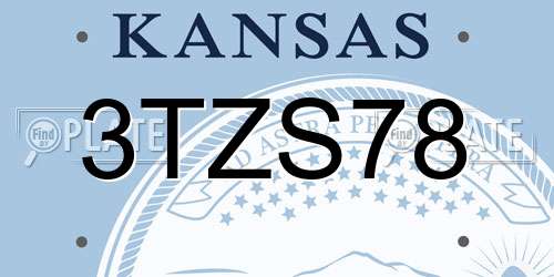 3TZS78 Kansas License Plate