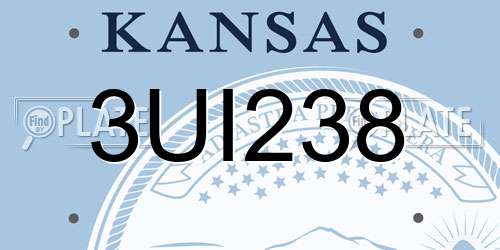 3UI238 Kansas License Plate
