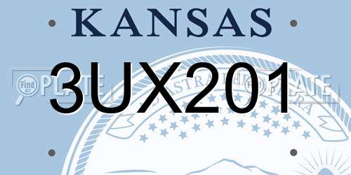 3UX201 Kansas License Plate