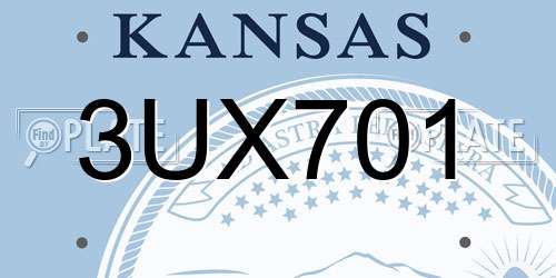 3UX701 Kansas License Plate