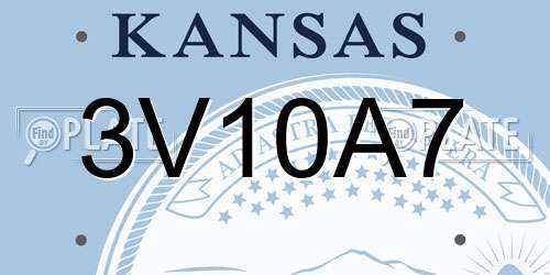 3V10A7 Kansas License Plate