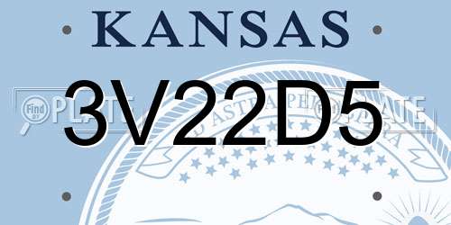 3V22D5 Kansas License Plate