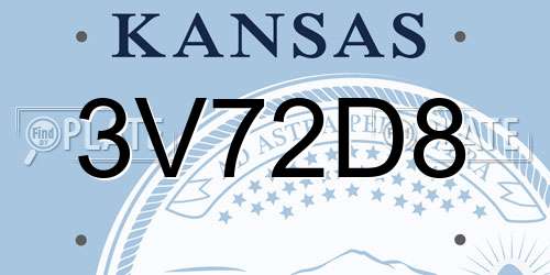 3V72D8 Kansas License Plate