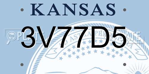 3V77D5 Kansas License Plate
