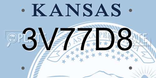 3V77D8 Kansas License Plate