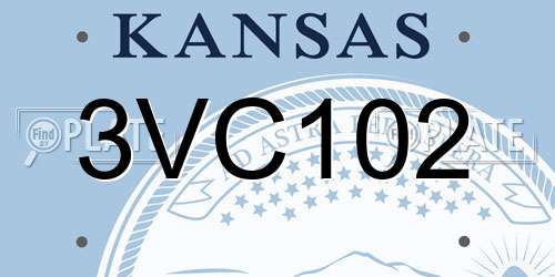 3VC102 Kansas License Plate
