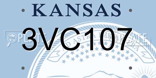3VC107 Kansas License Plate
