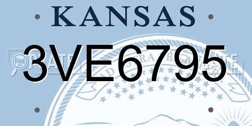 3VE6795 Kansas License Plate