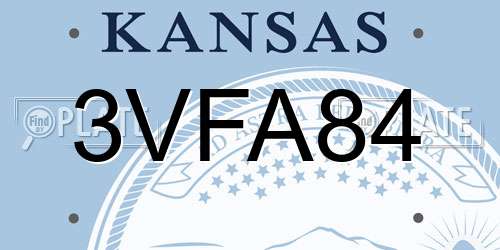 3VFA84 Kansas License Plate