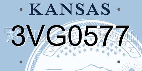 3VG0577 Kansas License Plate