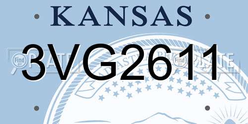 3VG2611 Kansas License Plate