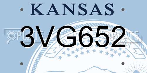 3VG652 Kansas License Plate