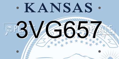 3VG657 Kansas License Plate