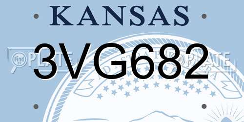 3VG682 Kansas License Plate