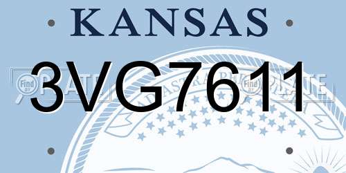 3VG7611 Kansas License Plate