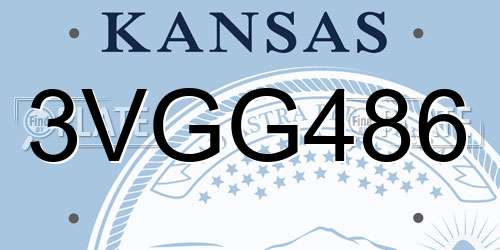 3VGG486 Kansas License Plate