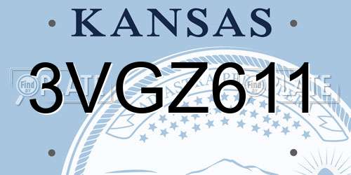 3VGZ611 Kansas License Plate