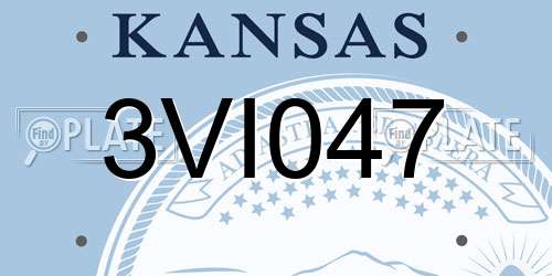 3VI047 Kansas License Plate