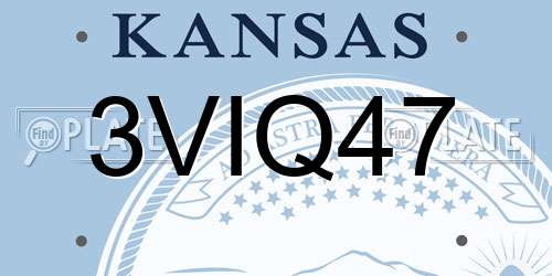 3VIQ47 Kansas License Plate