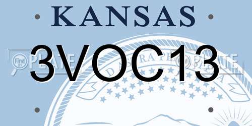 3VOC13 Kansas License Plate