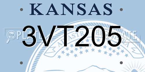3VT205 Kansas License Plate