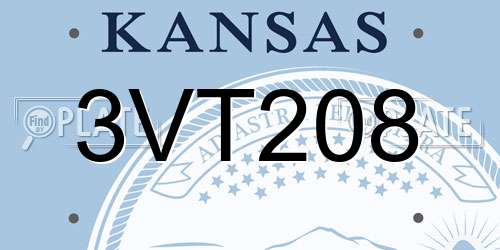 3VT208 Kansas License Plate